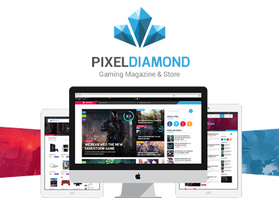 Pixel Diamond PSD Template blog game gaming magazine movie photoshop shop store ui ux web