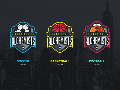 Alchemists Sports Logos badge ball basketball football html logo shield soccer sport team template