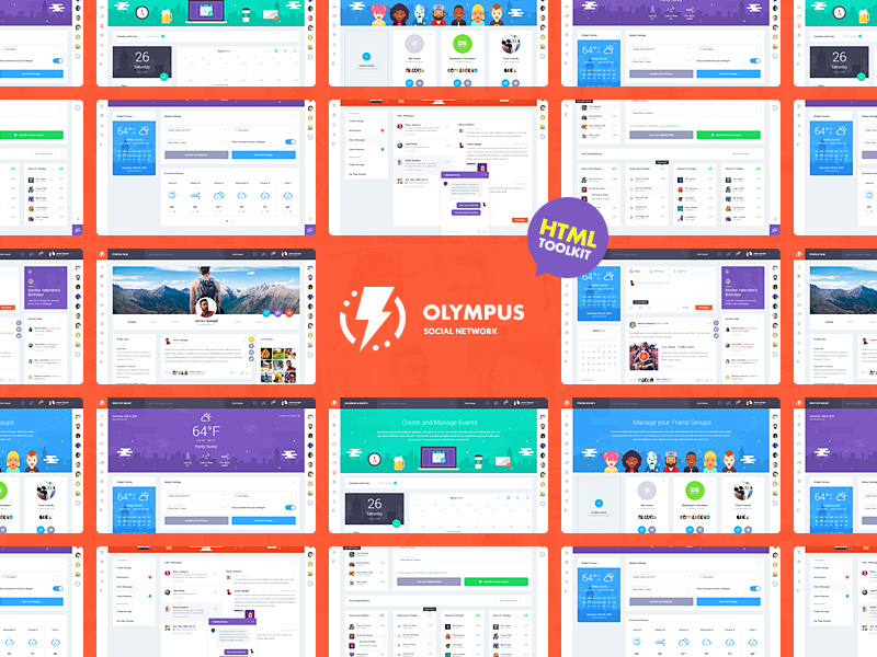 Olympus Social Network HTML Toolkit by Odin Design on Dribbble