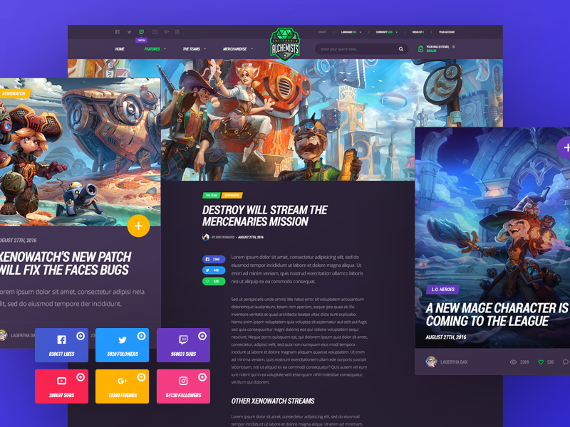 Alchemists eSports Magazine Elements by Odin Design on Dribbble