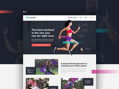 Fitstar by Fitbit app dark fitbit fitness hardware health layout run ui ux web website