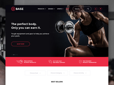 Ecommerce Fitness Products Concept black clean ecommerce exercise fitness gym pink shop store weight lifting