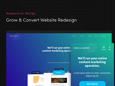 Grow & Convert Responsive Website blue green responsive design website design