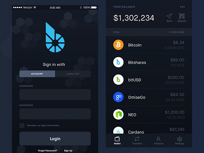 Bitshares Crypto Currency iOS Wallet Preview bitshares blockchain crypto crypto ui crypto wallet cryptocurrency