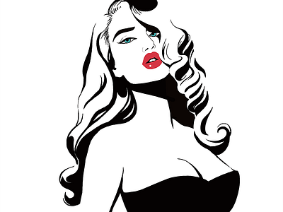 Fashion Study drawing fashion girl illustration line lips wave