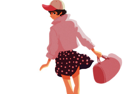 Let's Go On A Trip bag cap girl pink skirt trip