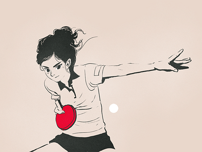 Ping and Pong ball girl illustration pingpong sports table tennis