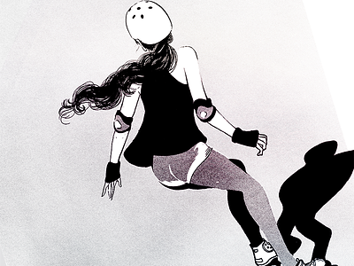 Skater Girl black and white girl ink skates