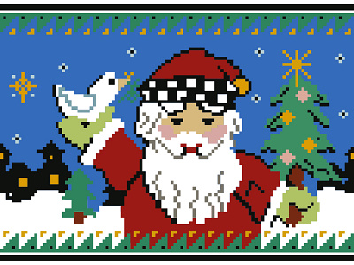 Pixel Santa christmas cross stitch pattern pixel santa x mas