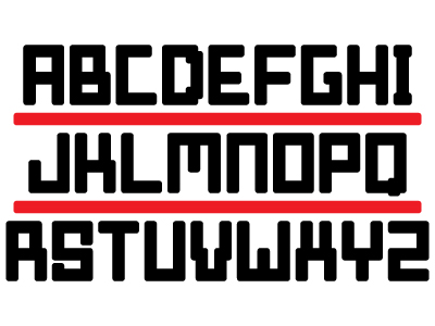 Typeface black pixel red rounded square