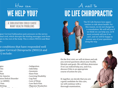 UC Life Chiropractic - Brochure bc brochure chiropractic design layout uc life victoria