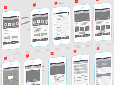 Trekeffect Wireframes V2 app design mobile app wire frames