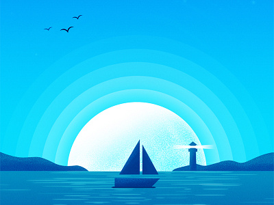 Splash Screen Illustration app fishing illustration landscape lighthouse mobile sign in sign up splashscreen sunset tides