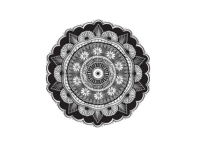 Mandala black block print design diwali floral floral art floral design illustration indian minimal shapes tattoo traditional traditional art trajva white