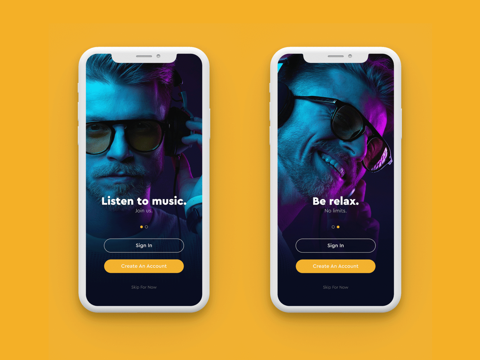 Music App UI Design app app branding appdesign color design iphone istanbul listen music musicapp purple ui uidesign white x yellow