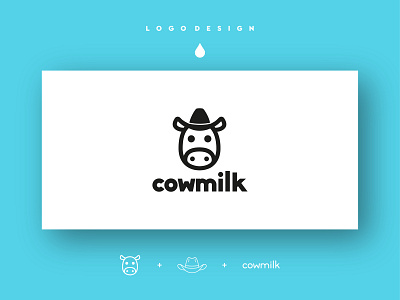 Cowmilk Logo Design blue color cow design istanbul logo milk rectangle white