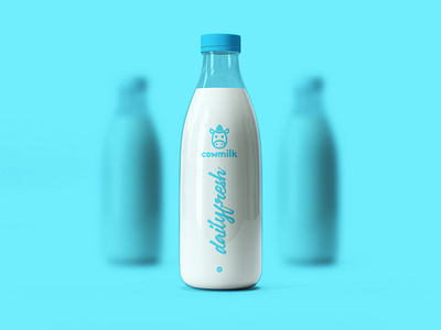 Cowmilk Bottle Design #02 2019 blue bottle branding branding design color cow design graphic design illustration istanbul logo milk rectangle script white