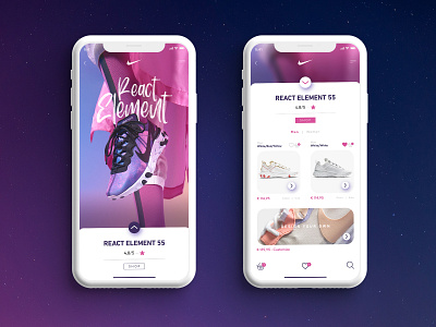 Nike React Element 55 - Sale Page 2019 app bright colors color creativity design element istanbul layout mobile modern nike purple react rectangle sale shoes simple ui white