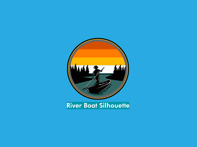 River boat siluhette logo branding design flat flat logo illustration illustrator lettering logo minimal river boat logo typography ui vector vintage retro web website