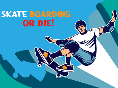 Skate Boarding Or Die Illustration 3d animation branding design graphic design illustration illustrations logo minimal motion graphics skate boarding logo typography ui ux vector web