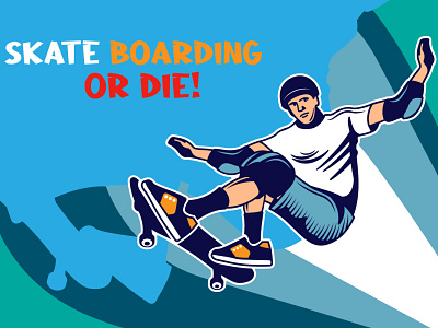 Skate Boarding Or Die Illustration
