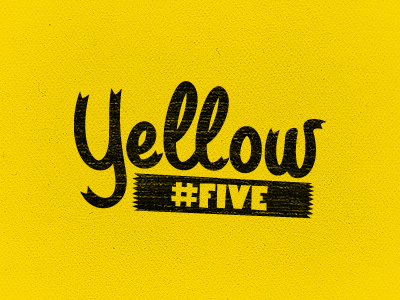 Yellow Number 5 black distressed five grit number script texture treatment type yellow