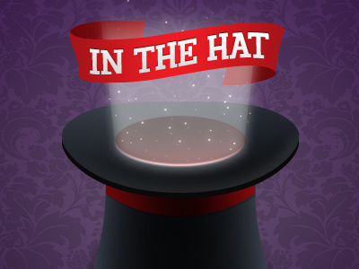 In The Hat banner floral glow hat purple red type