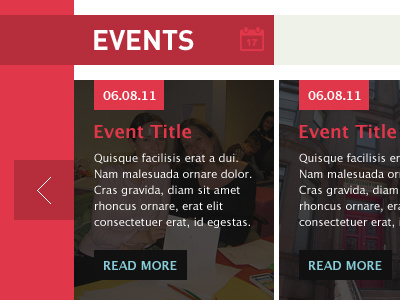 Event Section arrow blue calendar events icon news red ui website white