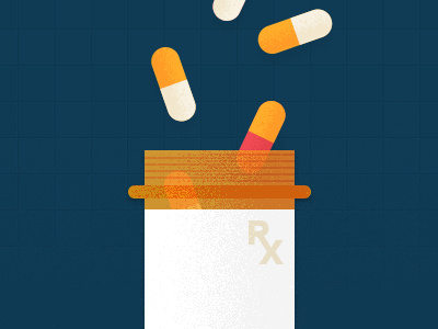 Sml Shot 33 blue distressed drugs medicine orange pills pink white