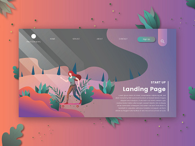 Flat Nature Landing Page branding design illustration illustrator logo ui ux vector web website