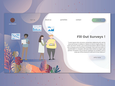 Fill Out Surveys Landing Page animation app branding clean design flat illustration illustrator ui ux vector web website