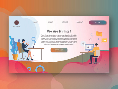 We Are Hiring Landing Page branding clean design flat illustration illustrator ui ux web website