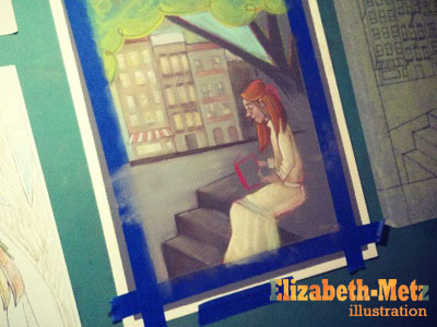 A Tree Grows in Brooklyn (part 2!) book cover illustration in progress pastels