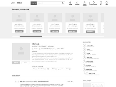 WireFrame -intranet social landing page