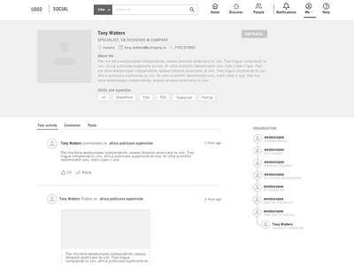 My Profile Wireframe comcept design flat minimal ui ux web wireframe