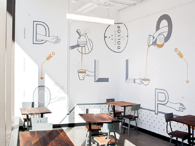 Coffee Hands Mural cafe chicago coffee dollop hand painted hyde park illustration mural