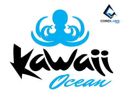 Kawaii Ocean Logo branding design graphic design illustration logo typography vector