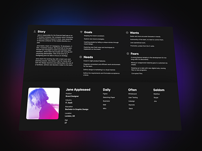 Advanced Persona Template Dark app design clean dark design download figma free free download free downloads minimal mockup persona product design recourse template user persona user profile ux ux design uxdesign