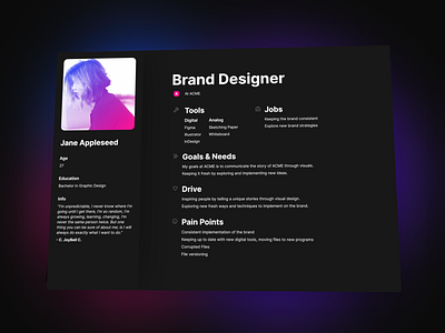 Minimal Persona Template Dark