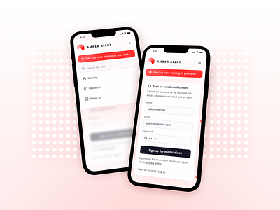 Amber Alert Sign Up Mobile Concept by Lorenzo de Lijser on Dribbble