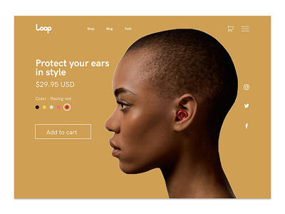 Single Product Page UI | Loop Earplugs daily daily ui challenge earplugs loop loopearplugs singleproduct singleproductpageui ux