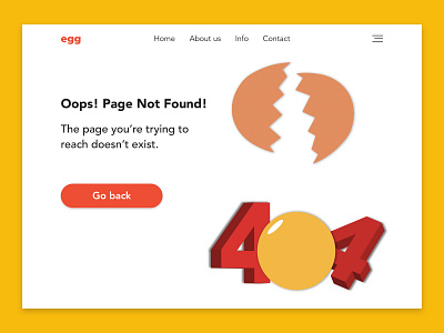 Daily UI 008 | 404 Page 3d 404 404notfound 404page brokenegg dailyui dailyui008 dailyuichallenge dribbble egg oops sorry typography ui ui008 uidesign userinterface ux uxdesign yellow