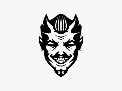 Rockabilly Devil branding design head icon illustration lineart logo mascot vector