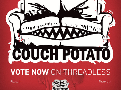 Couch Potato up for VOTING on Threadless! awesome ‪‎apparel‬ ‪‎threadless‬ ‪‎tshirtdesign‬ ‪‎tshirts‬