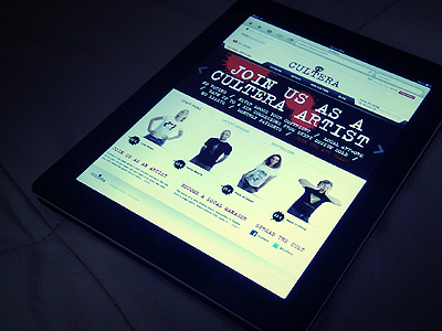 Cultera.com on the iPad artist community interactive store t shirt tshirt web website