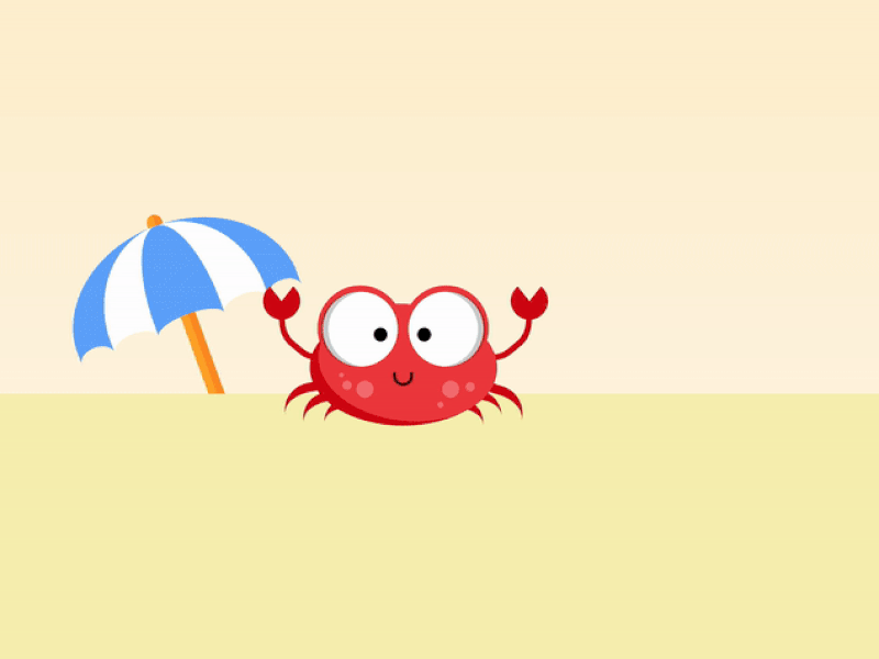Happy Beach Crab animation animation art crab crabby css css 3 css animation css animations drawing frontend happy html sunny