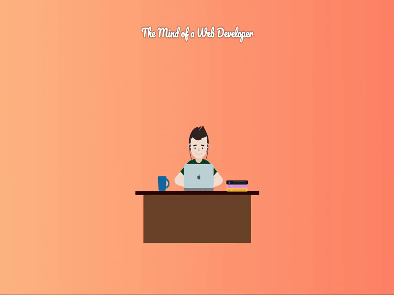 The Mind of a Web Developer (Pure HTML/CSS Drawing & Animation)