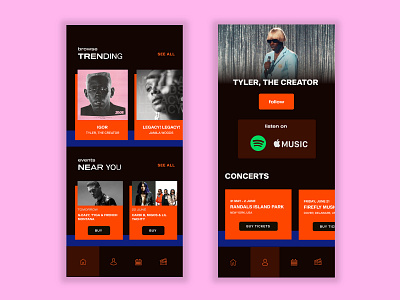 Artist & Music Concerts - UI app application branding clean event event app flyer illustration interface minimal modern music tickets typography ui ux