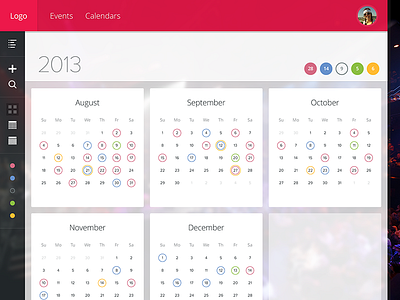 Booking Calendar: Overview app calendar flat open sans ui wip