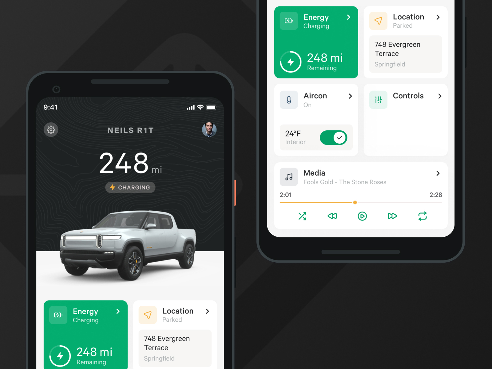 Rivian app concept by Kieran T on Dribbble